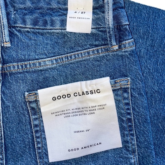 NWT Good American Good Classic Raw Hem High Rise Jeans Blue940 - Picture 8 of 10